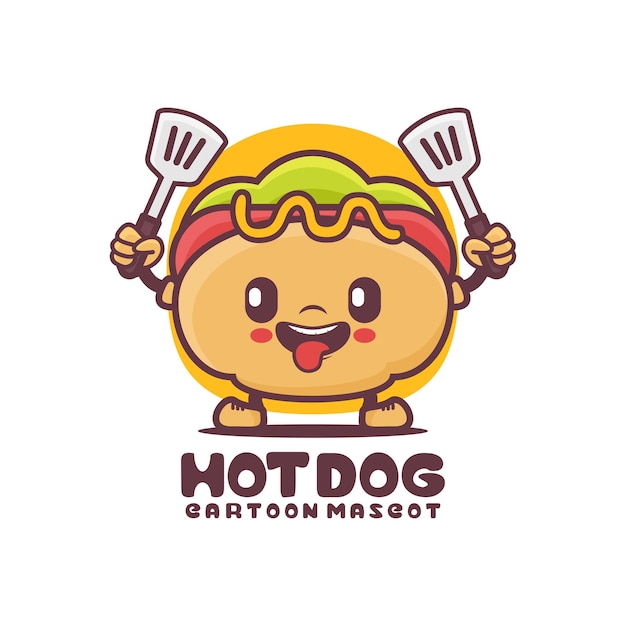 Ilustração em vetor de comida de mascote de desenho de cachorro-quente