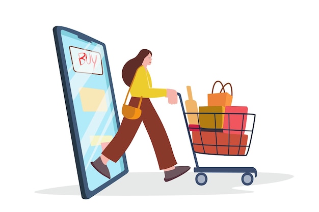 Ilustração em vetor de compras online