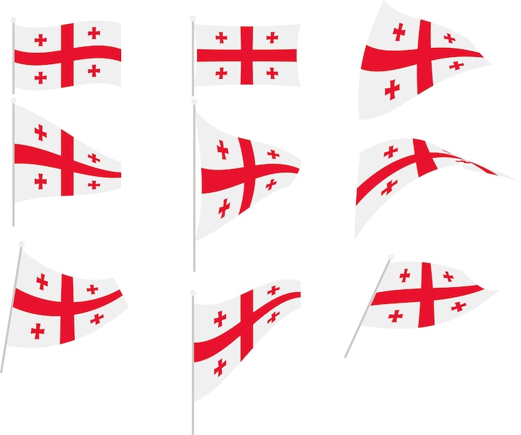 Vetor ilustração em vetor de conjunto com bandeira da geórgia