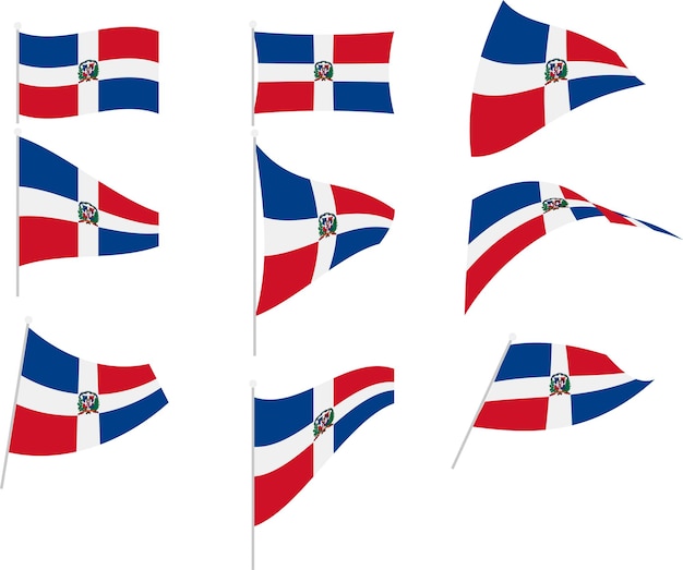 Ilustração em vetor de conjunto com bandeira da república dominicana