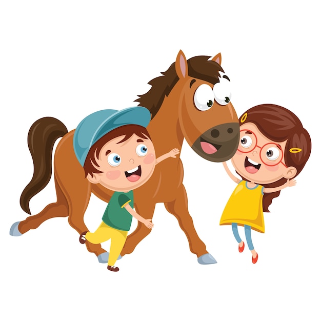 Desenhos Animados Bonitos Do Cavalo Do Desenho E Da Pintura Jogo  Educacional Para Crianças Ilustração do Vetor - Ilustração de livro,  enigma: 119843905