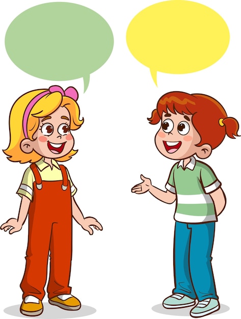 Vetor ilustração em vetor de crianças fofas conversando