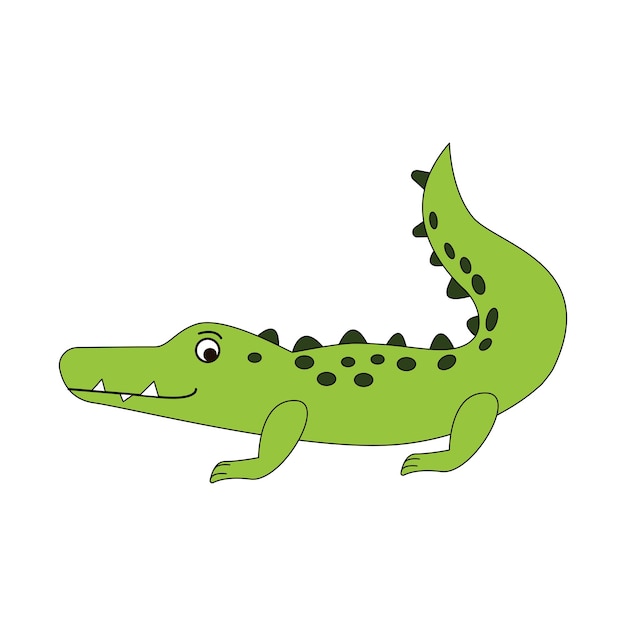 Vetor ilustração em vetor de crocodilo fofo isolado no fundo branco