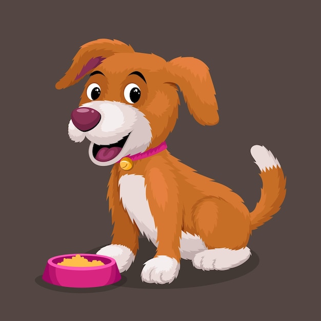 Ilustração em vetor de desenho animado cachorrinho fofo