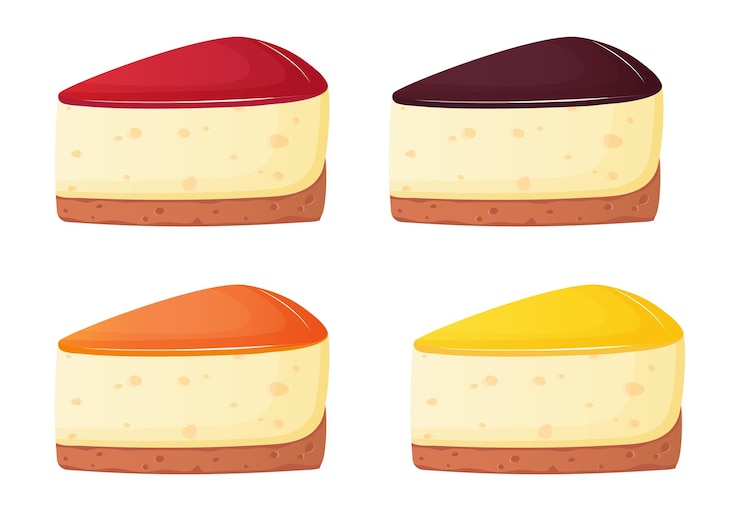 Vetor ilustração em vetor de desenho animado de cheesecake diferente