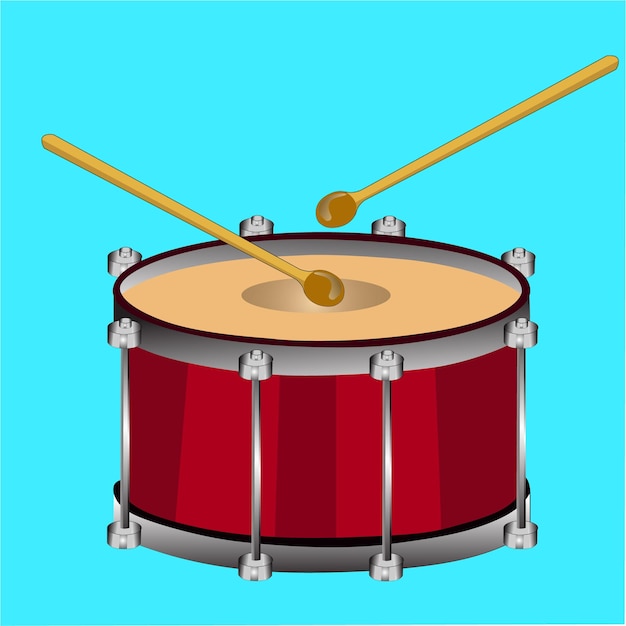 Ilustração em vetor de desenho animado de instrumento de música de conjunto de bateria