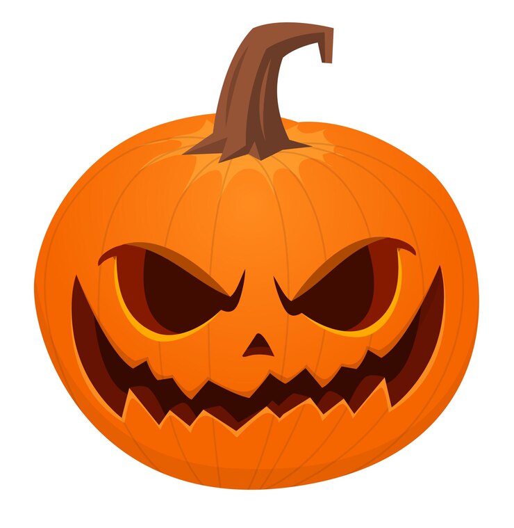 Vetor ilustração em vetor de desenho animado de uma cabeça de abóbora jackolantern