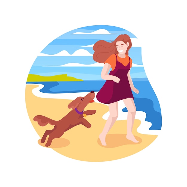 Vetor ilustração em vetor de desenho animado isolado a pé na praia