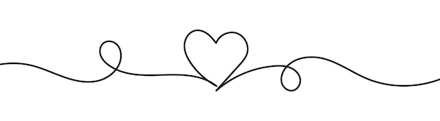 Vetor ilustração em vetor de desenho de arte de linha de coração coração de desenho de uma linha contínua