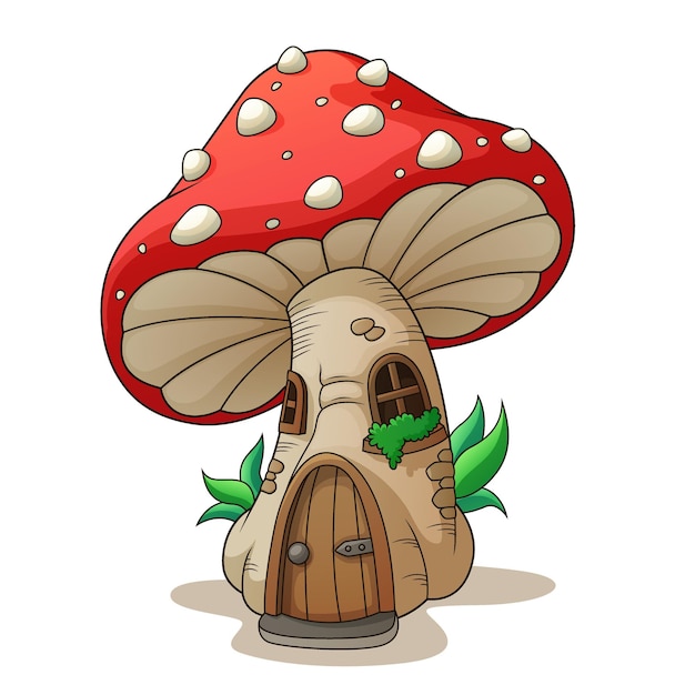 Vetor ilustração em vetor de desenhos animados de casa de cogumelos de fada