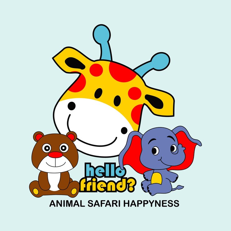 Vetor ilustração em vetor de desenhos animados de design de safári de pequenos animais