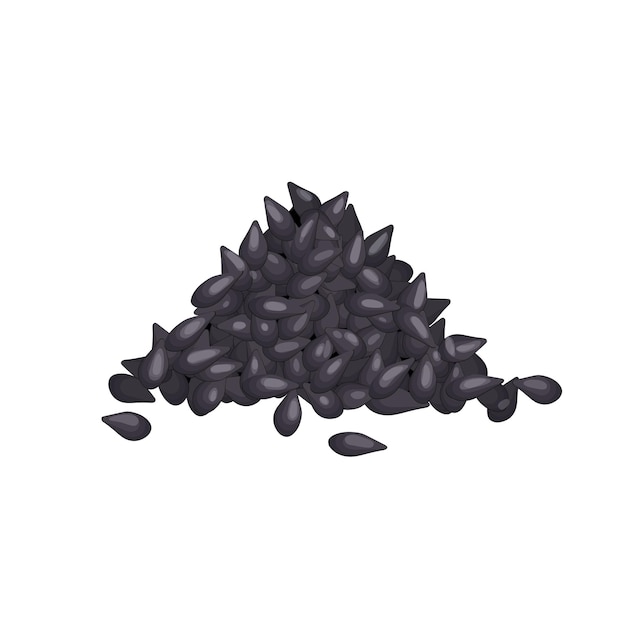 Ilustração em vetor de desenhos animados de pilha preta de semente de gergelim