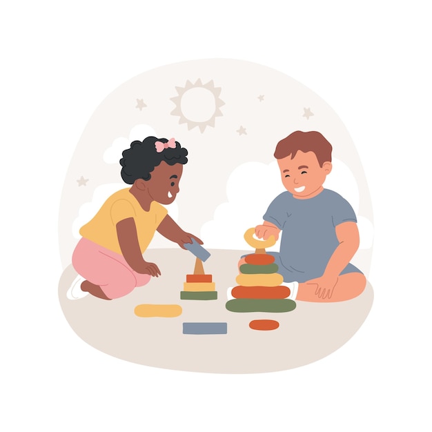 Ilustração em vetor de desenhos animados isolada de brinquedo de pirâmide