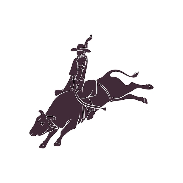 Vetor ilustração em vetor de design de bull rider símbolo de ícone de modelo de conceito de design de logotipo criativo de bull rider
