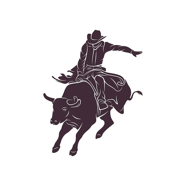 Vetor ilustração em vetor de design de bull rider símbolo de ícone de modelo de conceito de design de logotipo criativo de bull rider