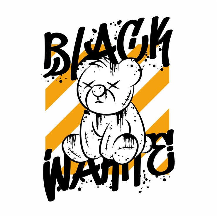 Ilustração em vetor de design de camiseta branca preta