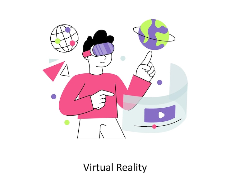 Vetor ilustração em vetor de design de estilo plano de realidade virtual ilustração em estoque