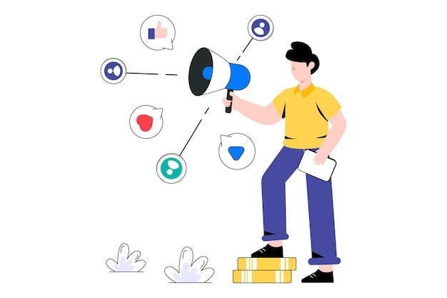 Ilustração em vetor de design de estilo simples de marketing viral. Ilustração em estoque