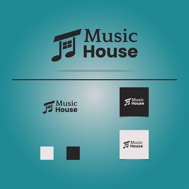 Ilustração em vetor de design de logotipo de casa de música