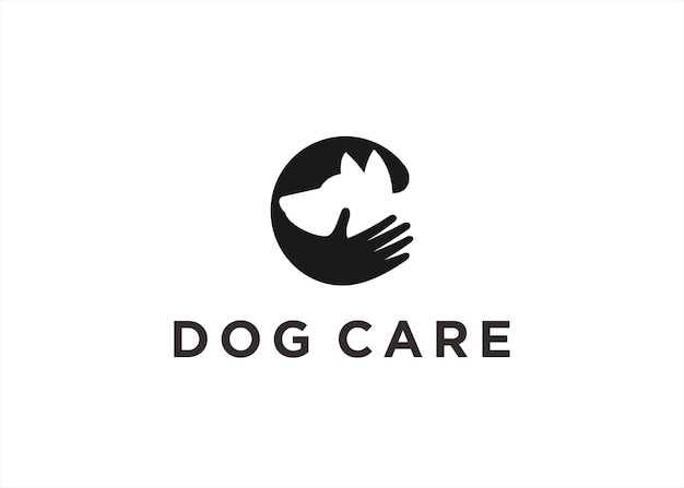 Ilustração em vetor de design de logotipo de cuidados com cães
