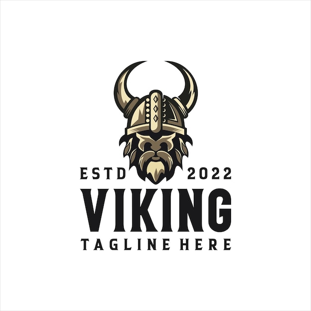 Ilustração em vetor de design de logotipo de guerreiro viking