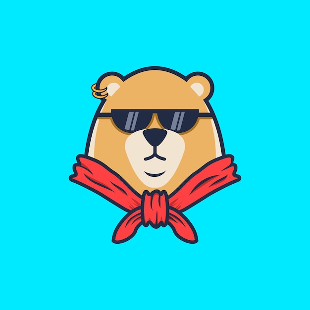 Ilustração em vetor de design de logotipo de óculos de urso fofo