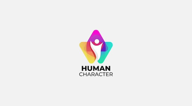Vetor ilustração em vetor de design de logotipo de personagem humano gradiente