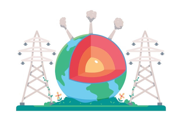 Vetor ilustração em vetor de energia geotérmica