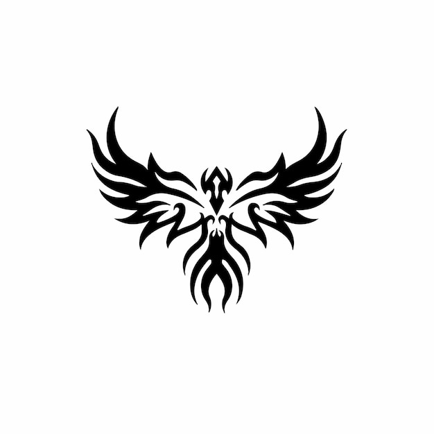 Ilustração em vetor de estêncil desenho de tatuagem tribal logotipo de phoenix bird
