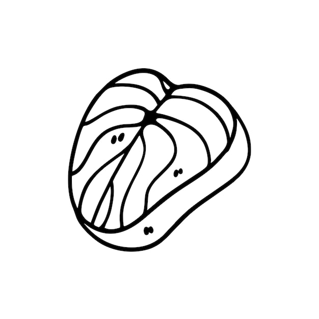 Ilustração em vetor de estilo de arte doodle de bife de salmão desenhado à mão