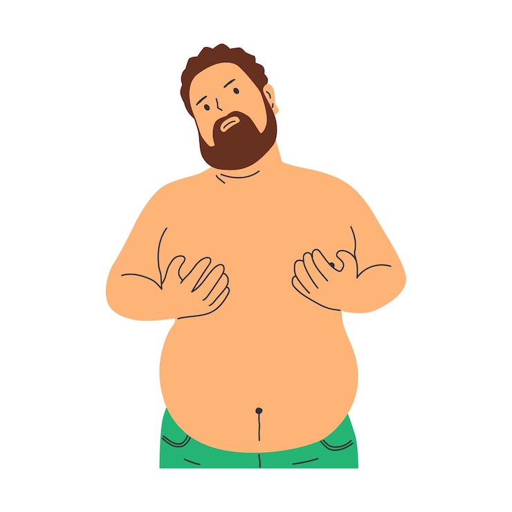 Ilustração em vetor de excesso de gordura de personagem de pessoa gorda