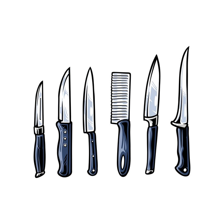 Vetor ilustração em vetor de faca definida para açougue e tema de cozinha