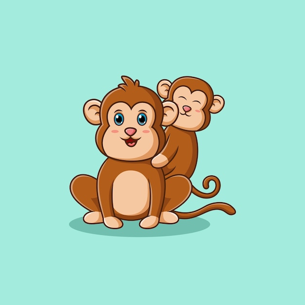 Vetor ilustração em vetor de família de macaco feliz fofo