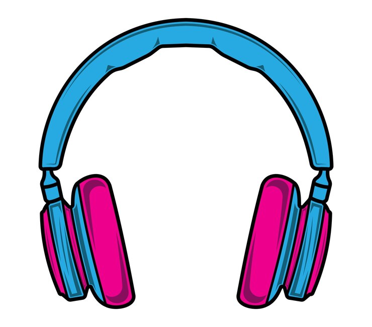 Vetor ilustração em vetor de fone de ouvido para ouvir o gadget moderno de podcast de música.