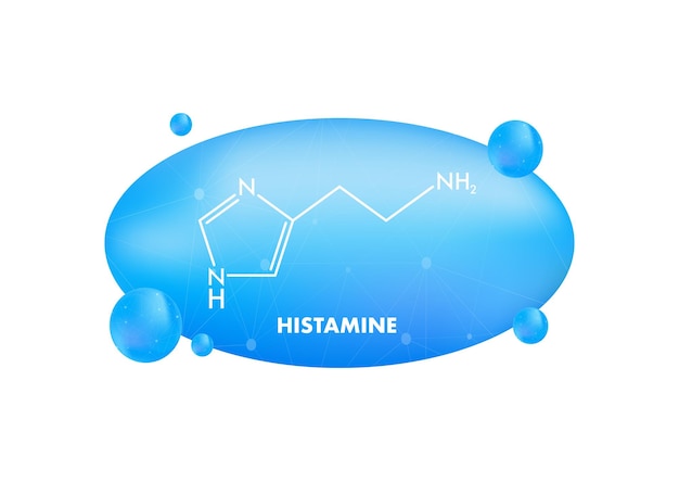 Vetor ilustração em vetor de fonte de texto de rótulo de ícone de fórmula química de conceito de histamina