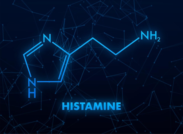 Vetor ilustração em vetor de fonte de texto de rótulo de ícone de fórmula química de conceito de histamina