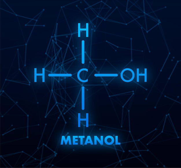 Ilustração em vetor de fonte de texto de rótulo de ícone de fórmula química de conceito de metanol