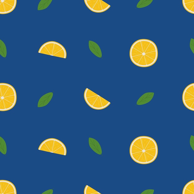Ilustração em vetor de frutas laranjas de desenhos animados sem costura de frutas cítricas inteiras e fatias