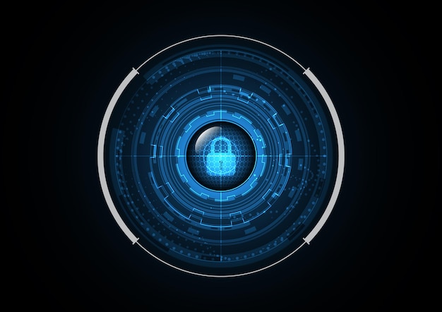 Vetor ilustração em vetor de fundo de círculo de segurança de radar de bloqueio futuro abstrato de tecnologia