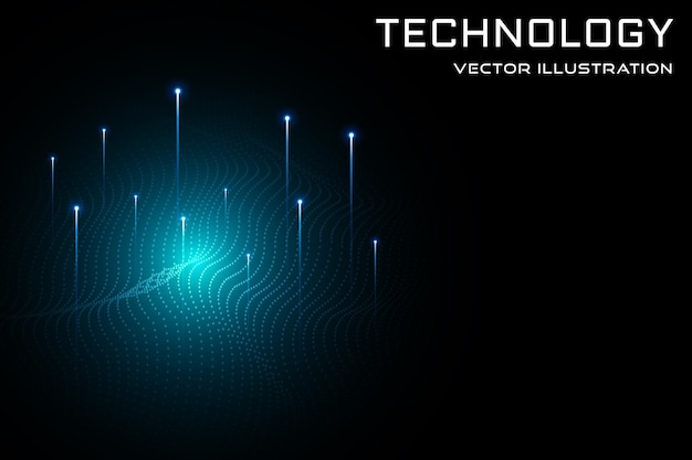 ilustração em vetor de fundo digital de luzes azuis de tecnologia