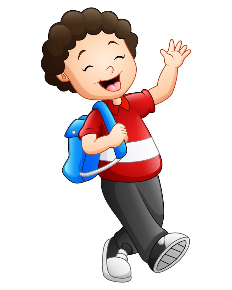 Vetor ilustração em vetor de garoto bonito ir para a escola