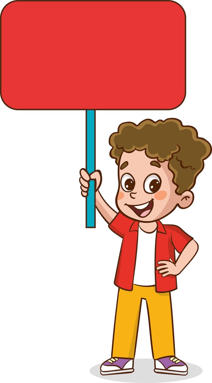 Vetor ilustração em vetor de garoto segurando cartaz