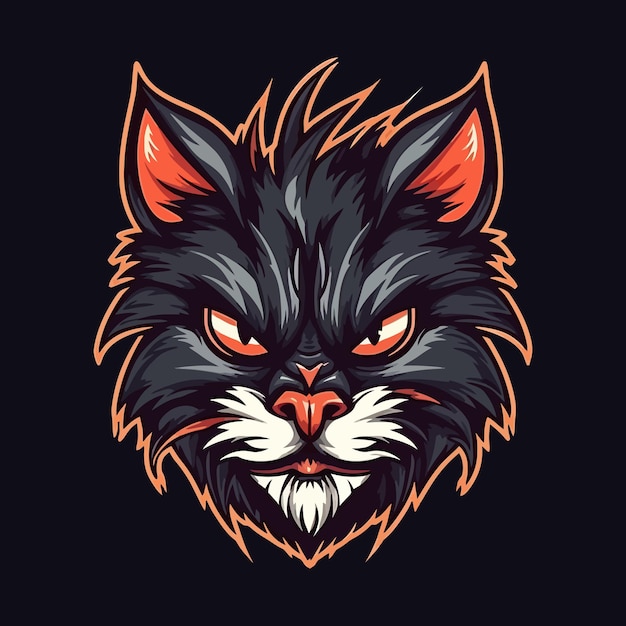 Ilustração em vetor de gatos de design de logotipo de estilo Esport