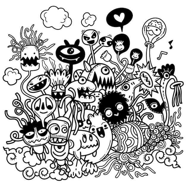 Ilustração em vetor de giro doodles desenhados à mão de Halloween