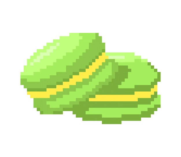 Vetor ilustração em vetor de ícone de bolo de macarons retrô em estilo pixel