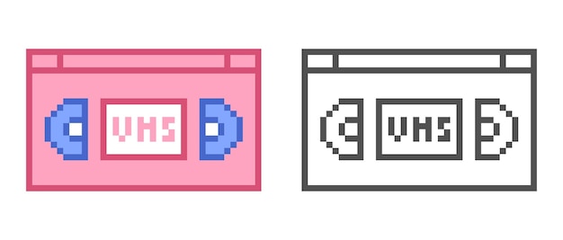 Vetor ilustração em vetor de ícone de cassete de vídeo vhs retrô em estilo de pixel