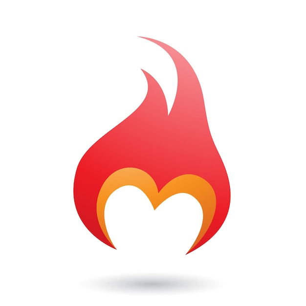 Ilustração em vetor de ícone de fogo em forma de letra m vermelha