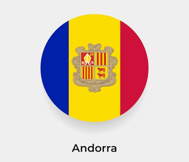 Ilustração em vetor de ícone de forma redonda de círculo de bolha de bandeira de Andorra