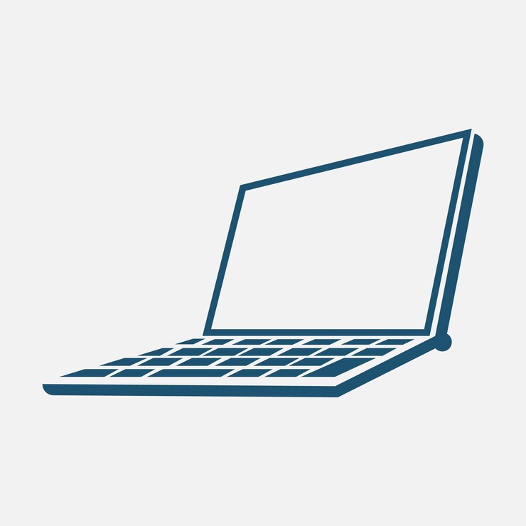 Ilustração em vetor de ícone de laptop de vista lateral 3D