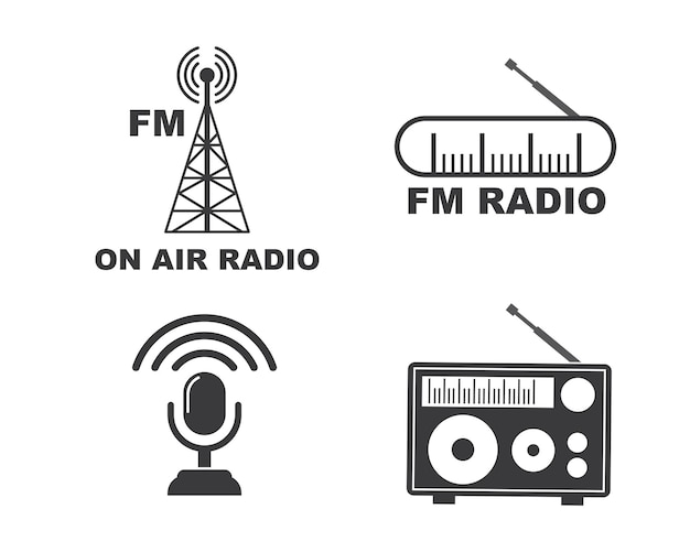 Ilustração em vetor de ícone de logotipo de transmissão de rádio no ar